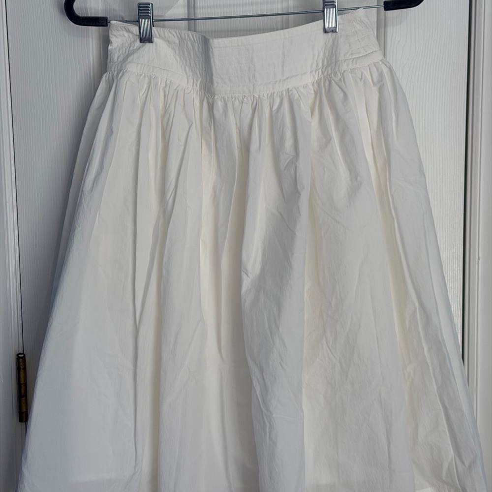 ACME Cream Gathered Midi Skirt with High Waistband